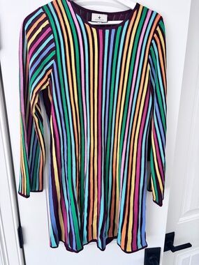 Tuckernuck Burgundy Knit Dress with Multicolor Rainbow Stripes - never worn!